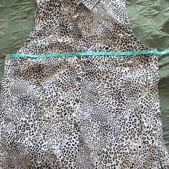 Chico's No Iron 100% Linen Sleeveless Leopard Print Tunic Top 3 XL - Picture 6 of 8